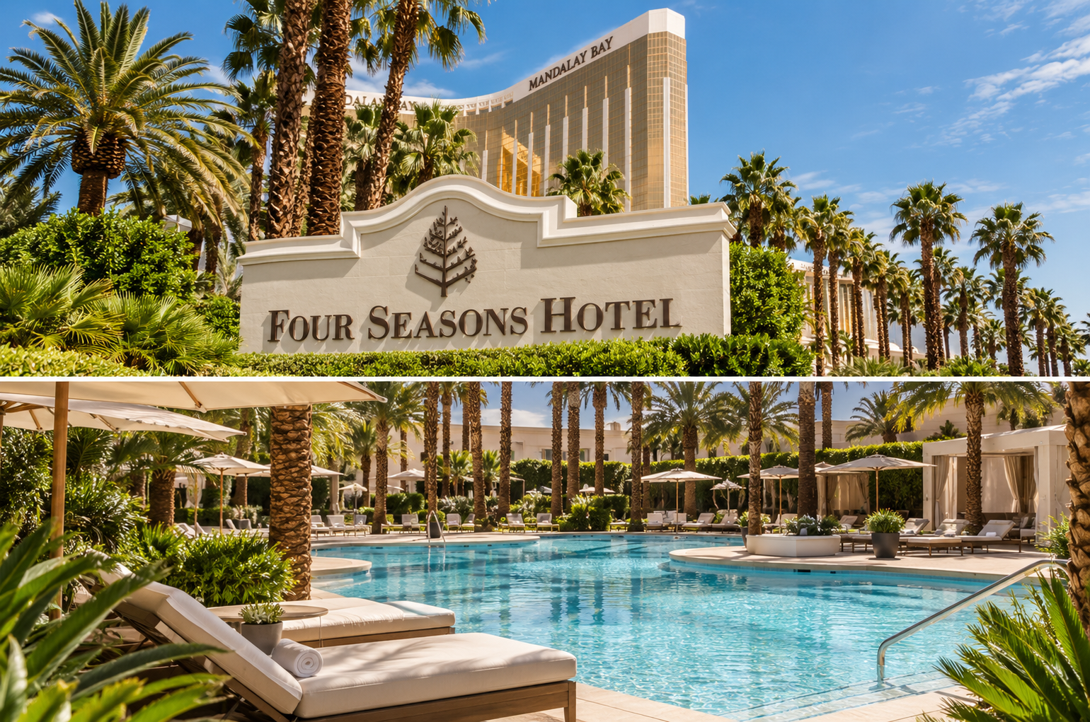 Four Seasons Las Vegas en het rustige zwembad van het hotel